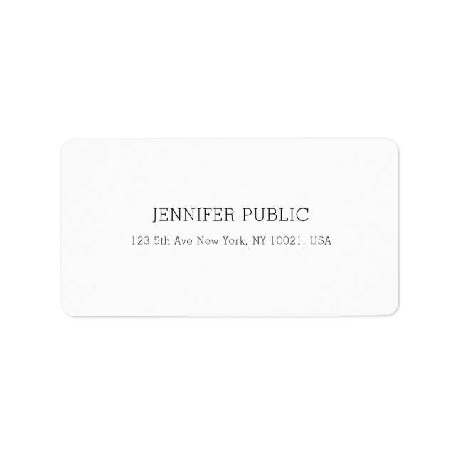 Professional Elegant White Simple Template Modern Label (Front)