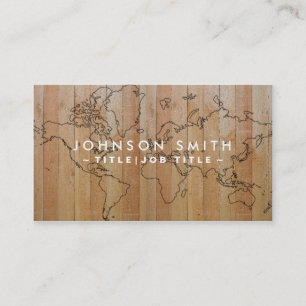 Professional Elegant Wood World Map Business Card