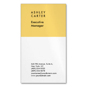 Professional elegant yellow white plain minimalist 	Magnetic business card