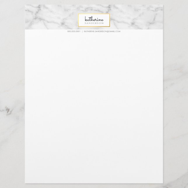 PROFESSIONAL EMBLEM modern marble black faux gold Letterhead (Front)