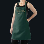 Professional Emerald Green Gold Modern Custom Apron<br><div class="desc">Introducing our Professional Emerald Green Gold Modern Custom Apron – a perfect fusion of elegance and functionality, making it an exquisite gift for the remarkable women in your life. This personalized apron boasts elegant script typography and a modern minimalist script monogram, creating a sophisticated and thoughtful touch. Crafted with the...</div>