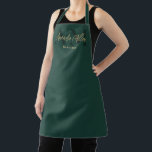 Professional Emerald Green Gold Modern Custom Apron<br><div class="desc">Introducing our Professional Emerald Green Gold Modern Custom Apron – a perfect fusion of elegance and functionality, making it an exquisite gift for the remarkable women in your life. This personalized apron boasts elegant script typography and a modern minimalist script monogram, creating a sophisticated and thoughtful touch. Crafted with the...</div>