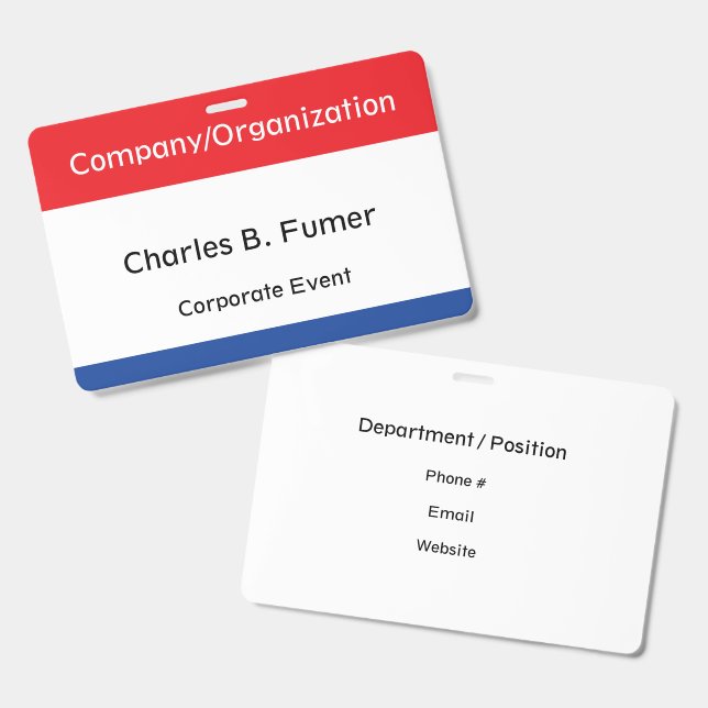     Professional Employee Event Name Tag Badge (Front & Back)