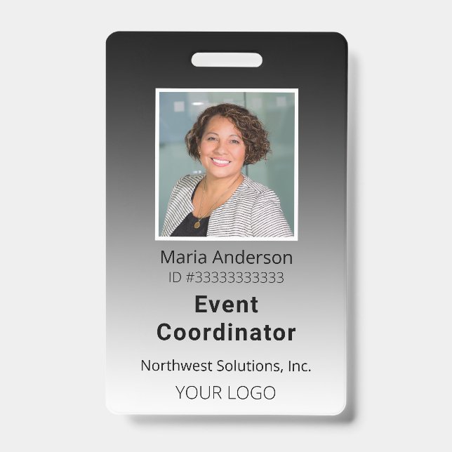 Professional Employee Gradient Black ID Badge (Front)