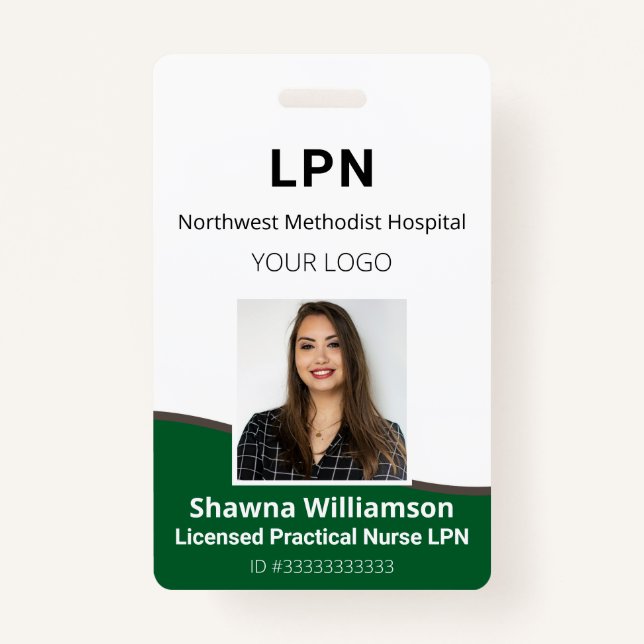 Professional Employee Green and Grey ID Badge (Front)