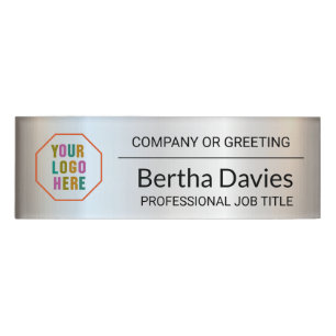 Professional Employee Silver Corporate Logo Name Tag