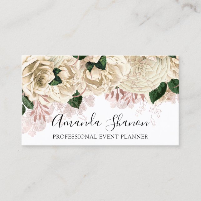 Professional Event Planner Rose Gold Logo QR Code Business Card (Front)