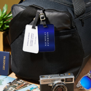Professional Executive Metallic Navy Company Logo Luggage Tag