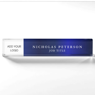Professional Executive Metallic Navy Company Logo Nameplate