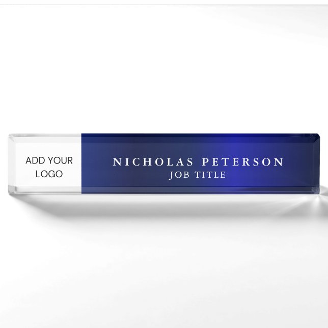 Professional Executive Metallic Navy Company Logo Nameplate (Front)