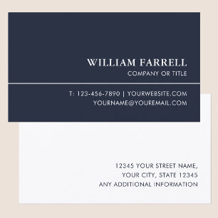 Professional Executive Midnight Blue Custom Business Card