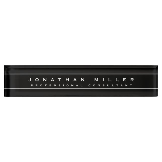 Professional Executive Minimalist | Black & White Nameplate (Front)