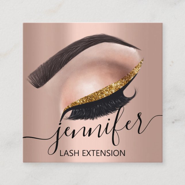 Professional Eyelash Extension Makeup Artist MUA Square Business Card (Front)