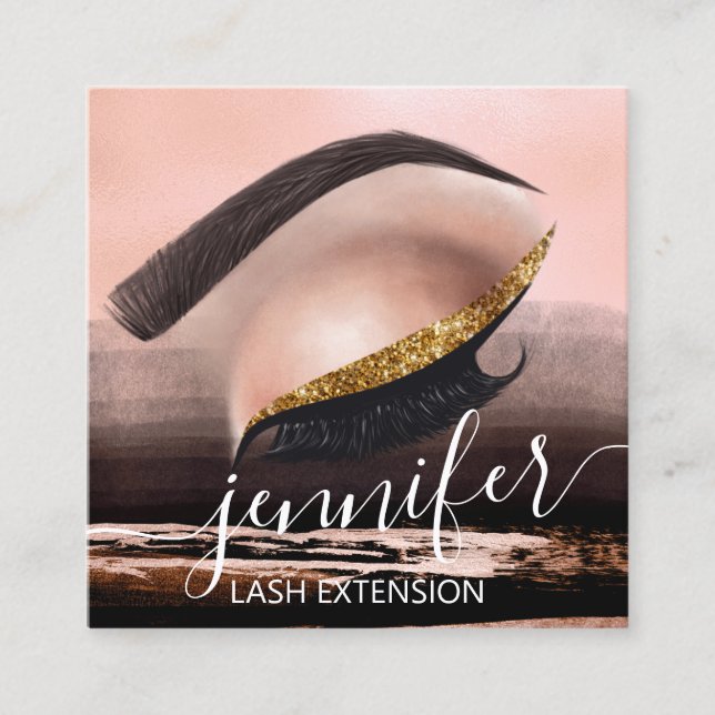 Professional Eyelash Extension Makeup Artist Paint Square Business Card (Front)