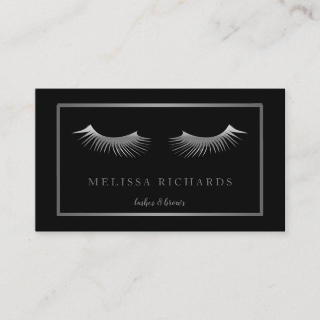 Professional Eyelashes Makeup Artist Black Busines Business Card (Front)