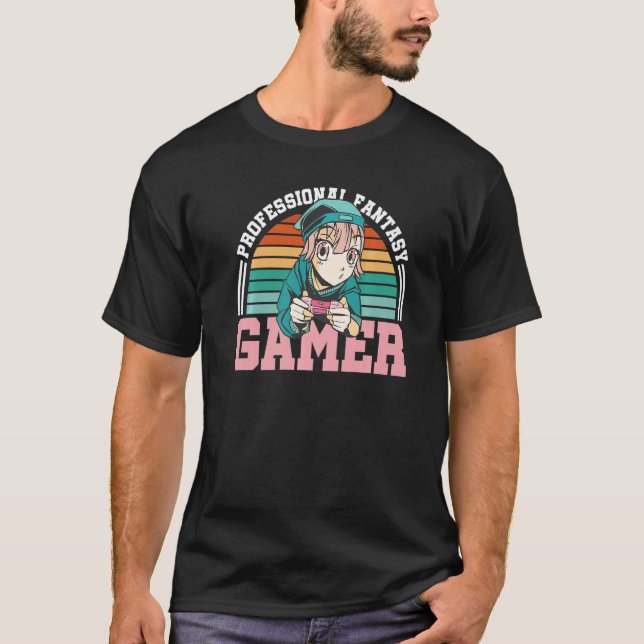 Professional Fantasy Gamer Humour Retro Gaming Con T-Shirt (Front)