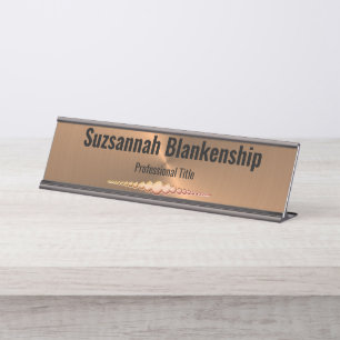 Professional Faux Copper Metallic Custom Desk Name Plate