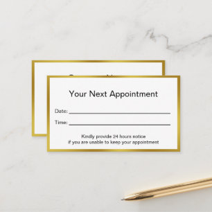 Professional Faux Gold Border Appointment Card