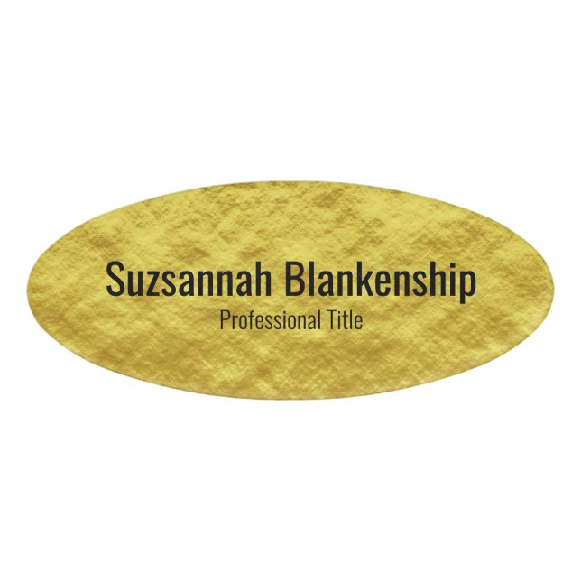 Professional Faux Gold Foil Template Name Tag (Front)