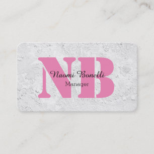 Professional Feminine Grey Pink Monogram Business Card