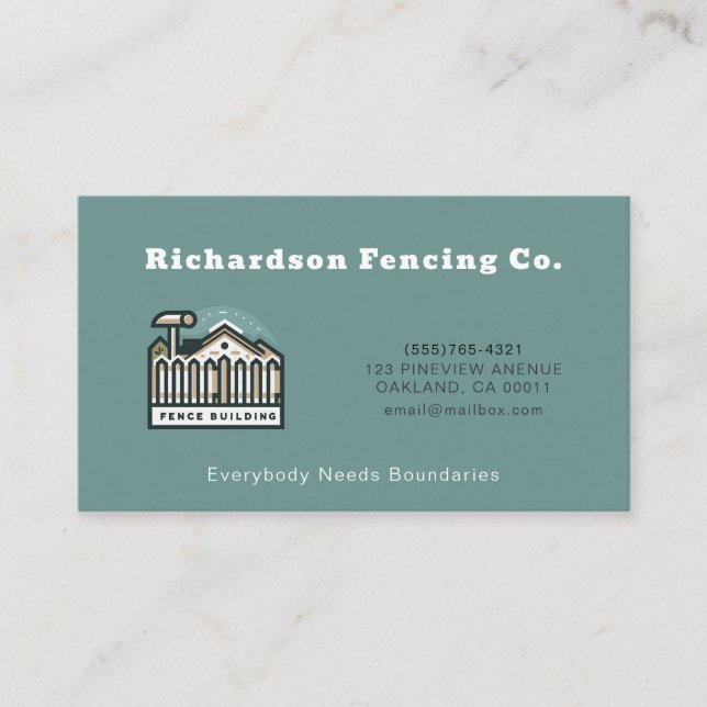 Professional Fence Company Fencing Service Business Card (Front)
