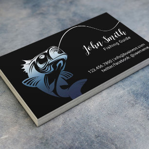 Professional Fishing Guide Service Black Business Card