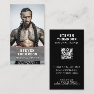 Professional Fitness Coach QR Code Social Media  Business Card