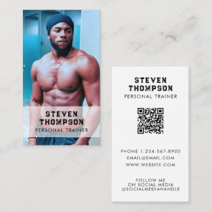 Professional Fitness Coach QR Code Social Media  Business Card