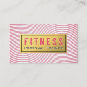 Professional Fitness Personal Trainer Pink & Gold Business Card