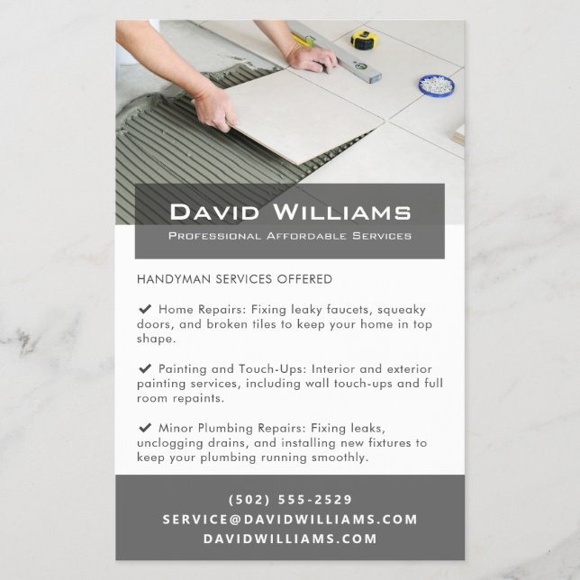 Professional Flooring and Tiler Handyman Services Flyer (Front)