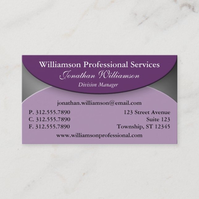 Professional Fold Purple Business Cards (Front)