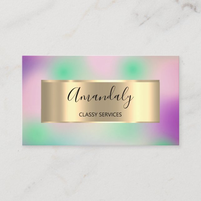 Professional  Framed Holograph Smoky Purple Pink Business Card (Front)