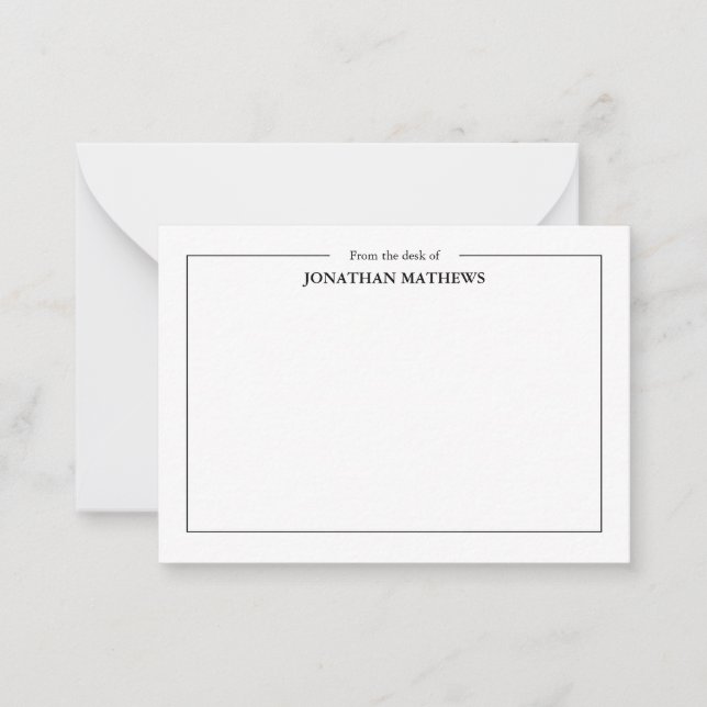 Professional From the desk of Name Square Border Card (Front)