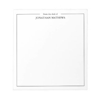 Professional From the desk of Name Square Border Notepad