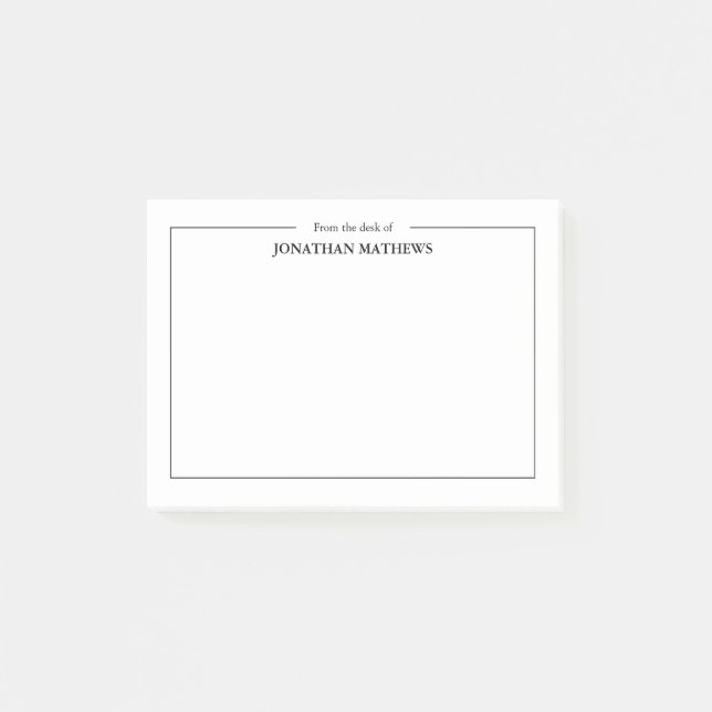 Professional From the desk of Name Square Border Post-it Notes (Front)
