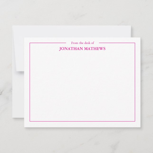 Professional From the desk of Square Border Pink Card (Front)