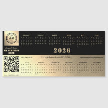 Professional Generic black&gold 2026 calendar magn