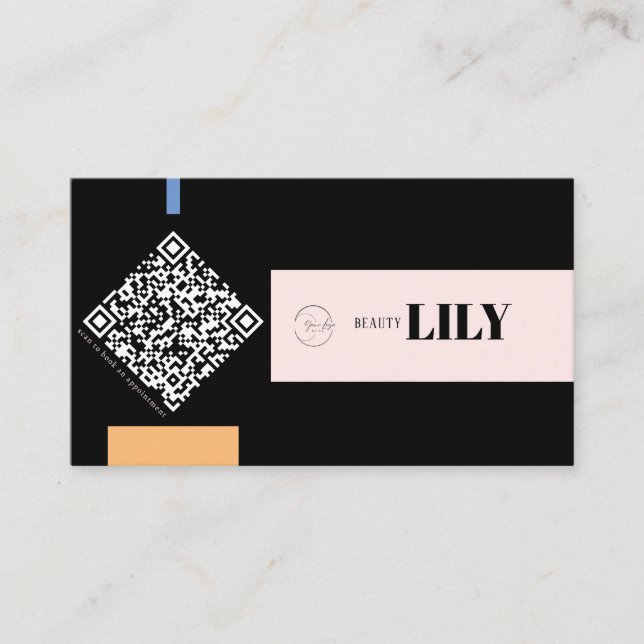 Professional Geometric Tricolor QR code Business Card (Front)
