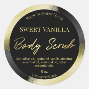 Professional Glam Black Gold Ink Body Scrub Labels