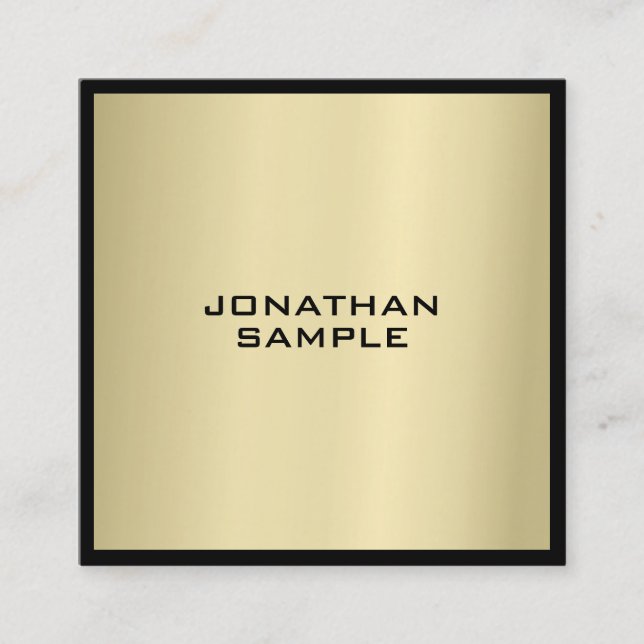 Professional Glamour Gold Look Modern Luxury Square Business Card (Front)