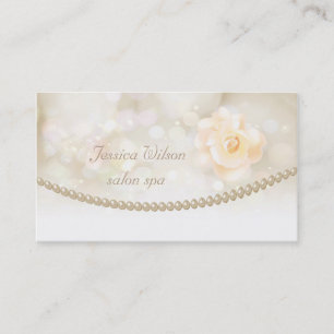 Professional glamourous elegant bokeh pearls rose business card