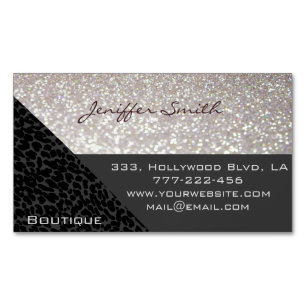 Professional glamourous elegant leopard glittery 	Magnetic business card