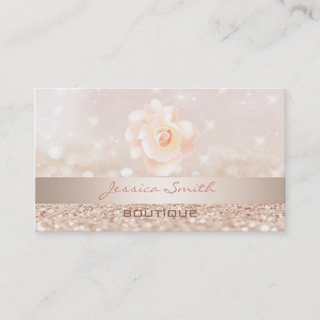 Professional glamourous modern elegant bokeh rose business card (Front)