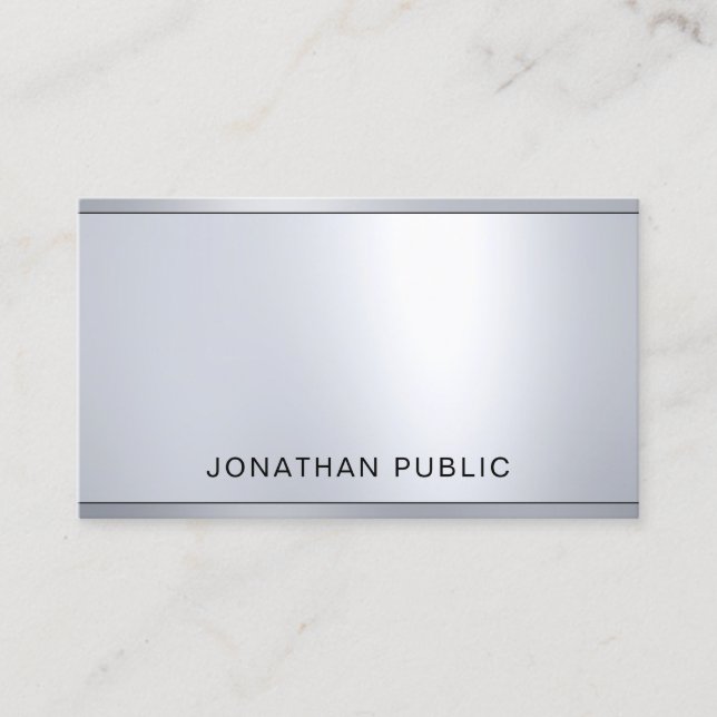 Professional Glamourous Silver Metallic Look Chic Business Card (Front)