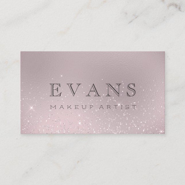 Professional Glitter Eggplant Blush Glitter Makeup Appointment Card (Front)