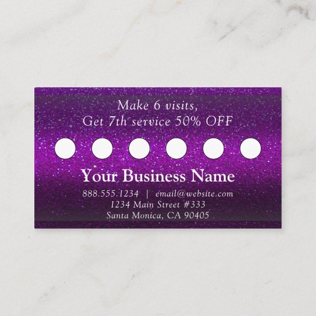 Professional Glitter Trendy Modern Elegant Salon   Appointment Card (Back)