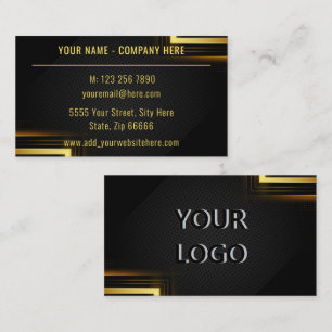 Professional Gold Black Business Card with Logo