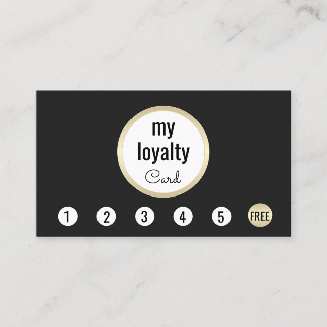 Professional Gold  Black Customer Loyalty 6 Punch Card (Front)