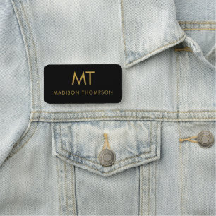 Professional Gold Black Employee Name Business Tag