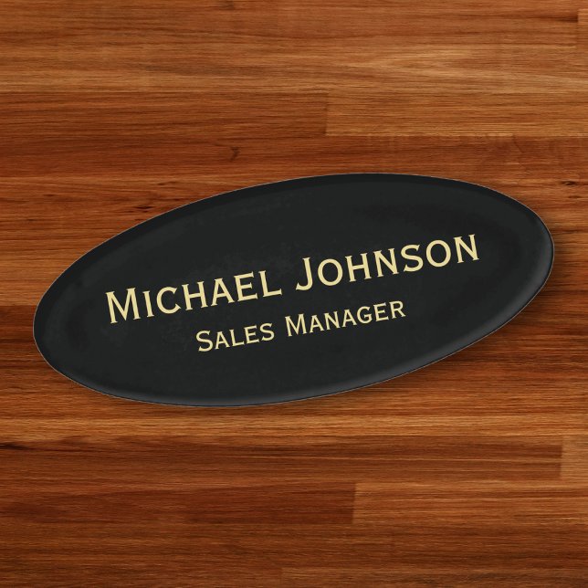 Professional Gold Black Office Business Magnetic Name Tag (Professional Gold Black Office Business Magnetic Name Tag)